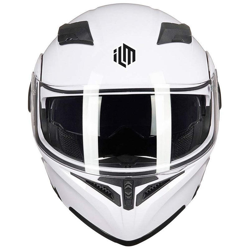 ILM Motorcycle Dual Visor Flip up Modular Full Face Helmet DOT 6 Colors Model 902 (XL, White) - Image 3